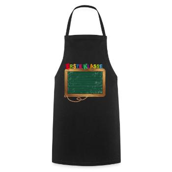 Leere Schultafel zum Beschriften für Schulanfang - Kochschürze - Schwarz - Vorne - AI Model Male 185 dark (185cm)