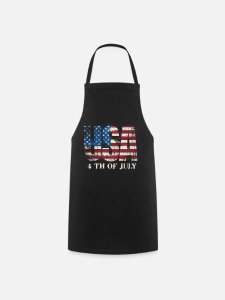 USA Flagge Grunge – 4. Juli Typografie Design - Kochschürze - Schwarz