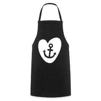 Coeur Ancre Hambourg Amour Bande Dessinée Marin Maritime - Tablier de cuisine - noir - Devant - AI Model Male 185 dark (185cm)