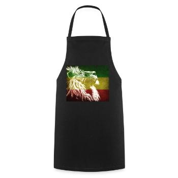 Reggae Löwenflagge Kunst - Kochschürze - Schwarz - Vorne - AI Model Male 185 dark (185cm)