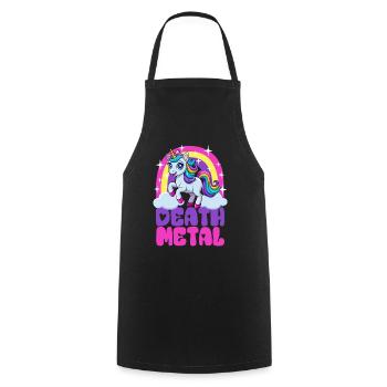 Einhorn Death Metal - Heavy Metal - Spruch - Kochschürze - Schwarz - Vorne - AI Model Male 185 dark (185cm)