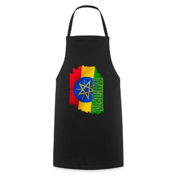 Drapeau de l’Éthiopie vertical, J’aime l’Éthiopie - Tablier de cuisine - noir - Devant - AI Model Male 185 dark (185cm)