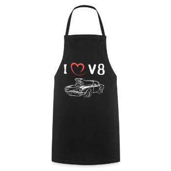 i love v8 american muscle cars - Big Block Cars - Cooking Apron - black - Front - AI Model Male 185 dark (185cm)