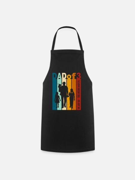Papa & 3 Töchter Geschenk Design Vatertag - Kochschürze - Schwarz