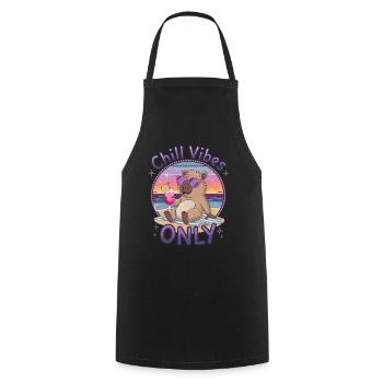 Chill Vibes Only Summer Beach Getaway - Cooking Apron - black - Front - AI Model Male 185 dark (185cm)