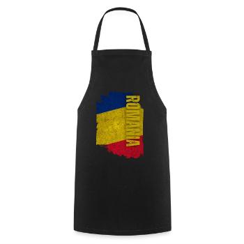 Romania Flag Vertical, Master Romania - Cooking Apron - black - Front - AI Model Male 185 dark (185cm)