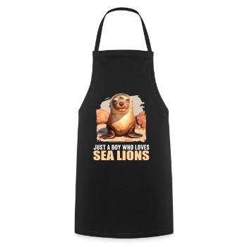 Sea Lions Sea Lion - Cooking Apron - black - Front - AI Model Male 185 dark (185cm)