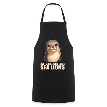 Sea Lions Sea Lion - Cooking Apron - black - Front - AI Model Male 185 dark (185cm)