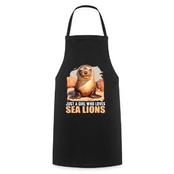 Sea Lions Sea Lion - Cooking Apron - black - Front - AI Model Male 185 dark (185cm)