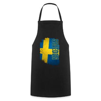 Drapeau vertical de la Suède, j’adore la Suède - Tablier de cuisine - noir - Devant - AI Model Male 185 dark (185cm)