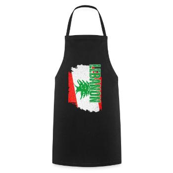 Vertikale Libanon-Flagge, Ich liebe den Libanon - Kochschürze - Schwarz - Vorne - AI Model Male 185 dark (185cm)