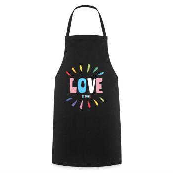 Mois de la fierté LGBT - Love is Love - Tablier de cuisine - noir - Devant - AI Model Male 185 dark (185cm)