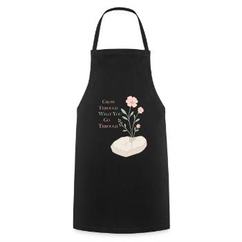 Inspirational Floral Motif - Hope and Strength - Cooking Apron - black - Front - AI Model Male 185 dark (185cm)