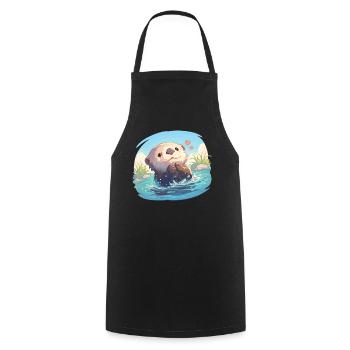Loutre de mer - Tablier de cuisine - noir - Devant - AI Model Male 185 dark (185cm)