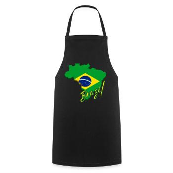 Map of Brazil, flag of Brazil - Cooking Apron - black - Front - AI Model Male 185 dark (185cm)