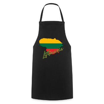 Map of Lithuania, flag of Lithuania - Cooking Apron - black - Front - AI Model Male 185 dark (185cm)