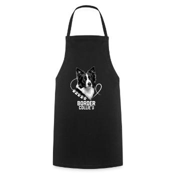 Elegant Border Collie with Paw Print - Cooking Apron - black - Front - AI Model Male 185 dark (185cm)