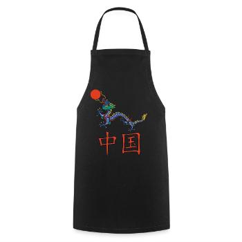 Blauer Drache von China - Kochschürze - Schwarz - Vorne - AI Model Male 185 dark (185cm)