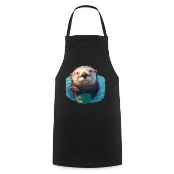 Sea otter - Cooking Apron - black - Front - AI Model Male 185 dark (185cm)
