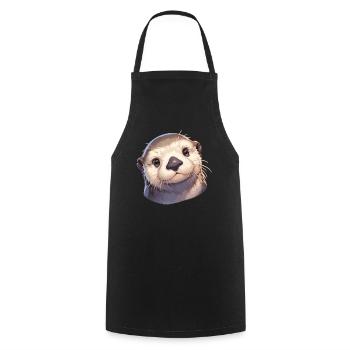 Sea otter - Cooking Apron - black - Front - AI Model Male 185 dark (185cm)