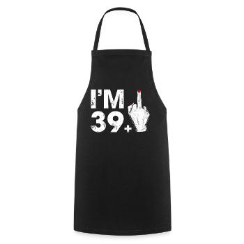 Bold Middle Finger and Number 39 Graphic - Cooking Apron - black - Front - AI Model Male 185 dark (185cm)