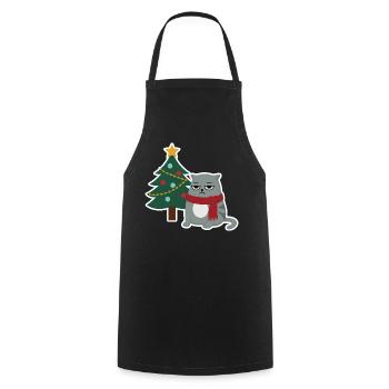 Cat Grumpy Christmas - Cooking Apron - black - Front - AI Model Male 185 dark (185cm)
