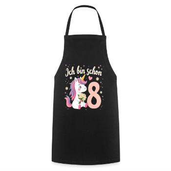 Cute Unicorn 8th Birthday for Girls - Cooking Apron - black - Front - AI Model Male 185 dark (185cm)
