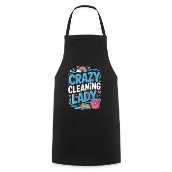 Crazy cleaning lady colorful rainbow motif with - Cooking Apron - black - Front - AI Model Male 185 dark (185cm)