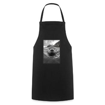 Sea otter - Cooking Apron - black - Front - AI Model Male 185 dark (185cm)