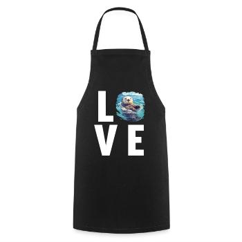 Sea otter - Cooking Apron - black - Front - AI Model Male 185 dark (185cm)