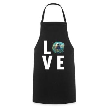 Sea otter - Cooking Apron - black - Front - AI Model Male 185 dark (185cm)