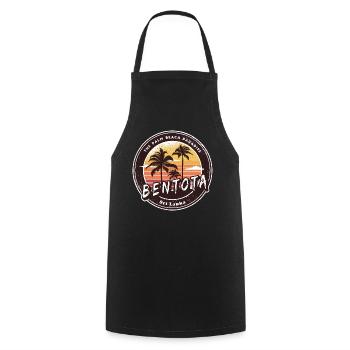 Plage de Bentota Sri Lanka Palmiers Design - Tablier de cuisine - noir - Devant - AI Model Male 185 dark (185cm)