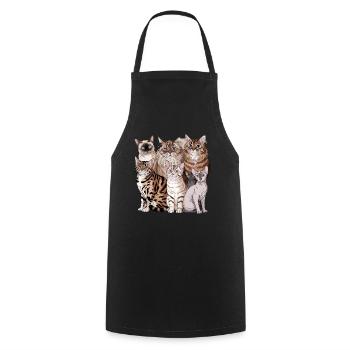 Verschiedene Katzenrassen Illustration - Kochschürze - Schwarz - Vorne - AI Model Male 185 dark (185cm)