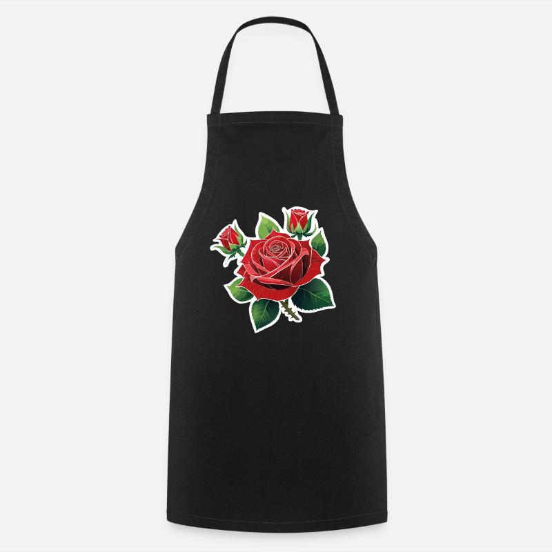 Red Rose – Rockabilly - Cooking Apron - black