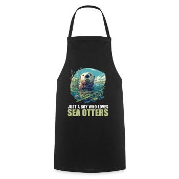 Sea otter - Cooking Apron - black - Front - AI Model Male 185 dark (185cm)