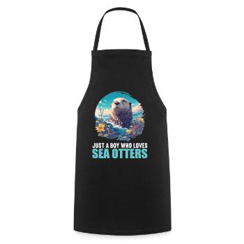 Sea otter - Cooking Apron - black - Front - AI Model Male 185 dark (185cm)