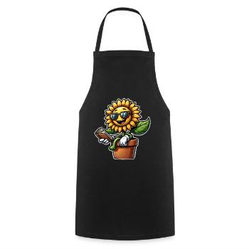 Sunflower Book Reading - Cooking Apron - black - Front - AI Model Male 185 dark (185cm)