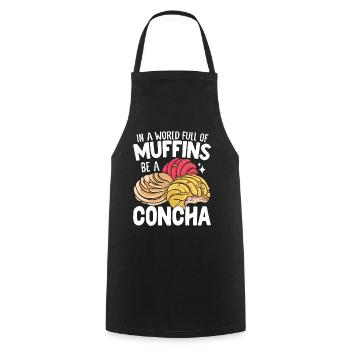 Dans Un Monde Plein De Muffins Drôles Conchas Mexicains - Tablier de cuisine - noir - Devant - AI Model Male 185 dark (185cm)