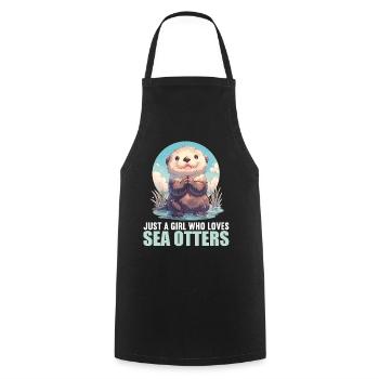 Sea otter - Cooking Apron - black - Front - AI Model Male 185 dark (185cm)