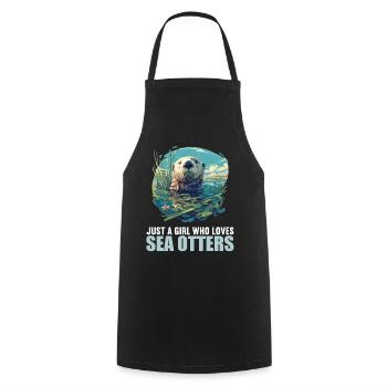Sea otter - Cooking Apron - black - Front - AI Model Male 185 dark (185cm)