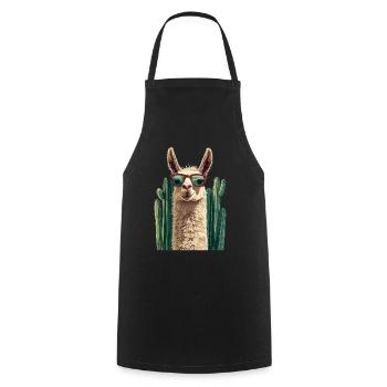 Funny Llama Alpaca Llama Animal Gift - Cooking Apron - black - Front - AI Model Male 185 dark (185cm)