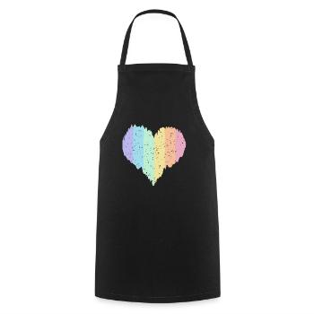 Rainbow Heart Pastel Colors Pride Month LGBTQ+ - Cooking Apron - black - Front - AI Model Male 185 dark (185cm)