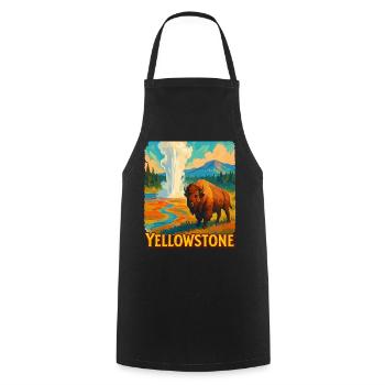 Yellowstone Bison Geyser - Cooking Apron - black - Front - AI Model Male 185 dark (185cm)