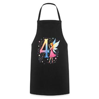 Douce Fée 4ème Anniversaire pour les filles - Tablier de cuisine - noir - Devant - AI Model Male 185 dark (185cm)