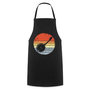 Vintage Banjo Sketch - Cooking Apron - black - Front - AI Model Male 185 dark (185cm)