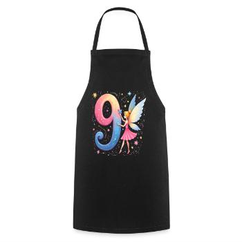 Douce Fée 9ème Anniversaire pour les filles - Tablier de cuisine - noir - Devant - AI Model Male 185 dark (185cm)