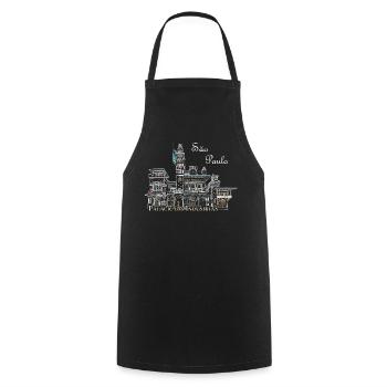 Sao Paulo Brésil Dessin Palais de l’Industrie - Tablier de cuisine - noir - Devant - AI Model Male 185 dark (185cm)