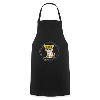 Chat Rétro Chats Enfants Enfant Tournesols - Tablier de cuisine - noir - Devant - AI Model Male 185 dark (185cm)