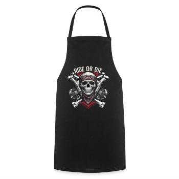 Motorcycle Skull Ride or Die Biker Chopper Rock - Cooking Apron - black - Front - AI Model Male 185 dark (185cm)