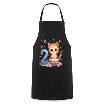 chaton mignon fille d’anniversaire 2e anniversaire - Tablier de cuisine - noir - Devant - AI Model Male 185 dark (185cm)